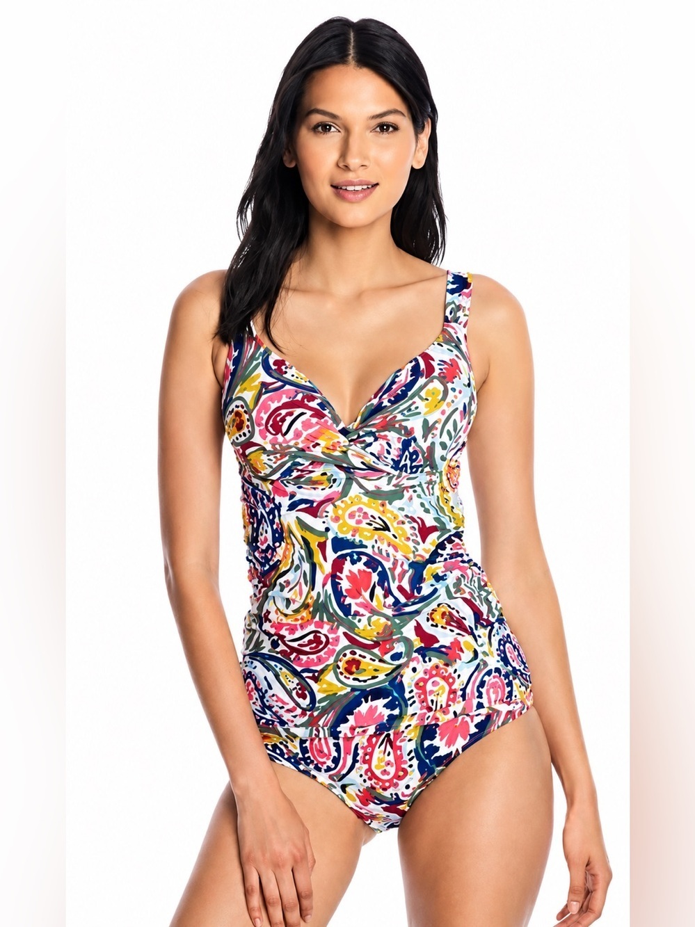 Anne Cole Paisley Adjustable Straps One Piece Swimsuit size 8
